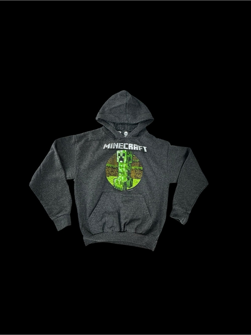 Minecraft Kids Dark Gray Hoodie with Creeper Graphic